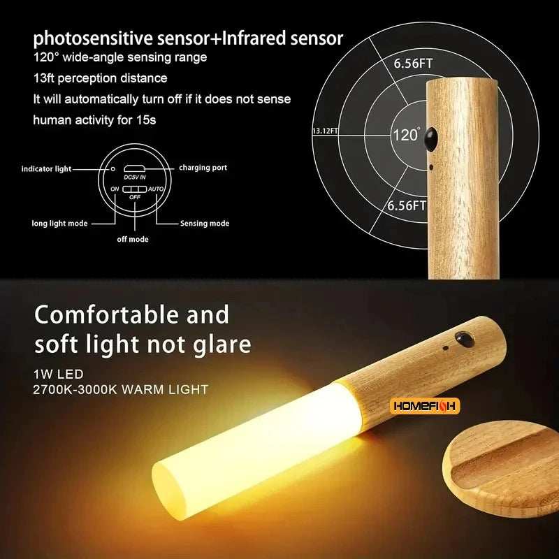 Lampada Notturna Intelligente a Sensore del Corpo, LED Ricaricabile